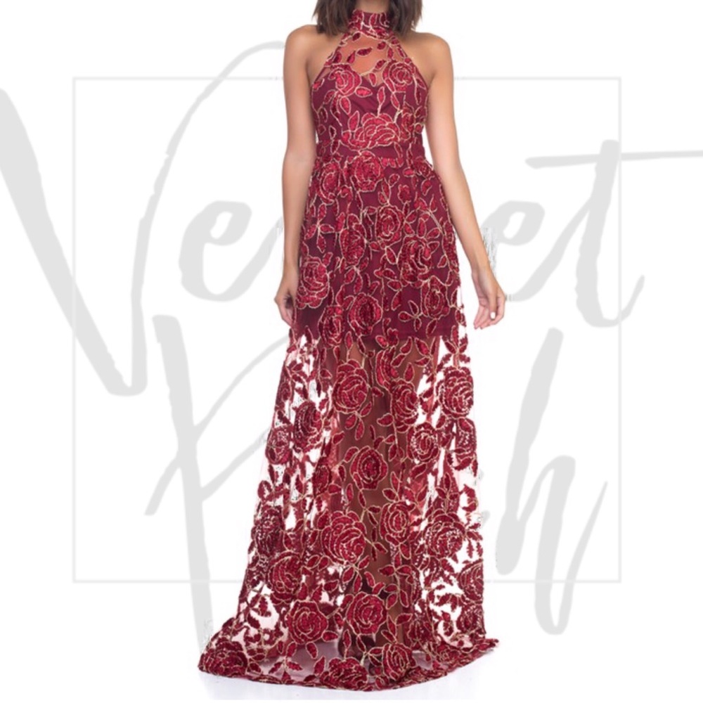 Burgundy Evening Dress.